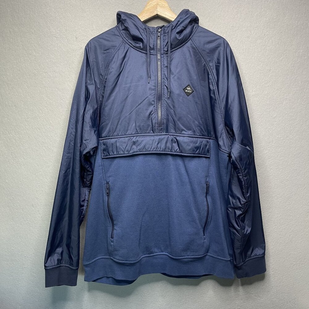 RVCA Function Utility Insulated Navy Blue Half Zip Hooded Jacket Men's XL